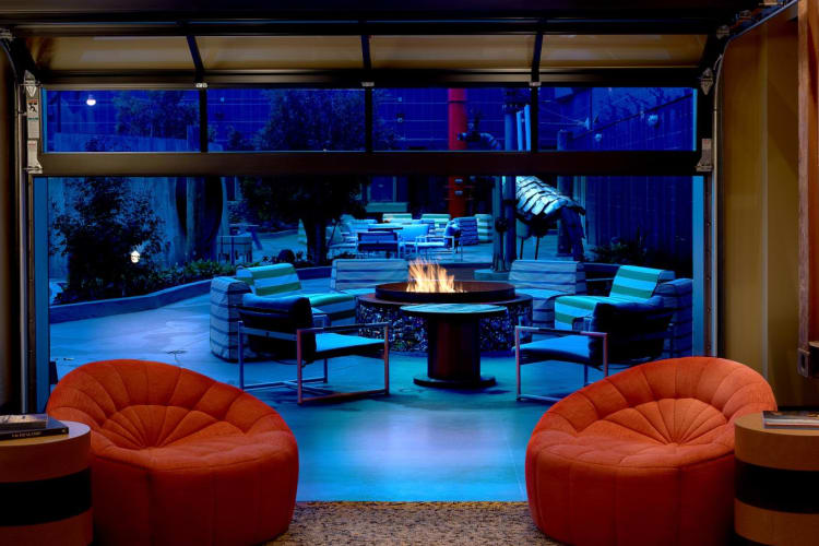 Outdoor courtyard fireplace